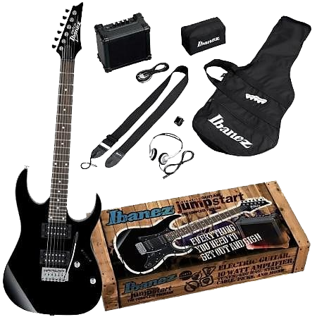 Ibanez IJRX20Z-BKN Jumpstart Package with Guitar, Amplifier, Gig Bag & Accessories (Black Night)